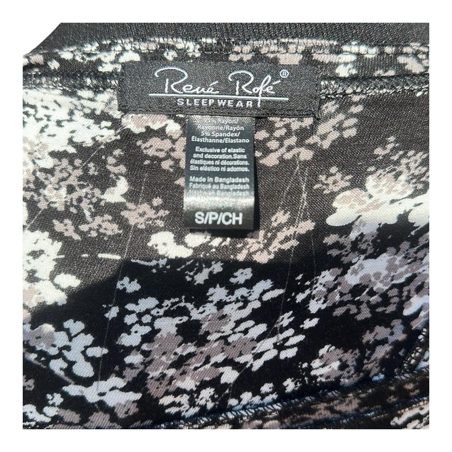 NWT Rene Rofe lounge dress with front pockets black/white size S