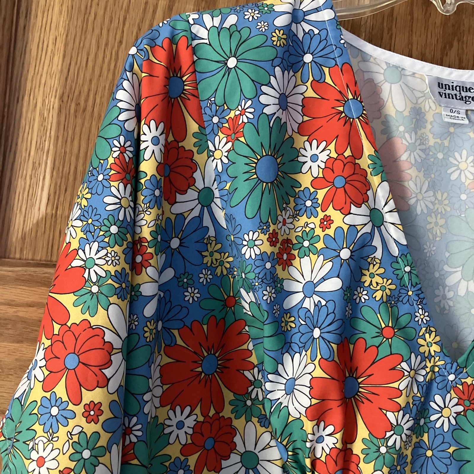 NWOT “Unique Vintage” Brand Mod Floral Boho Kaftan Mu Mu Dress Sz OS Mrs Roper!