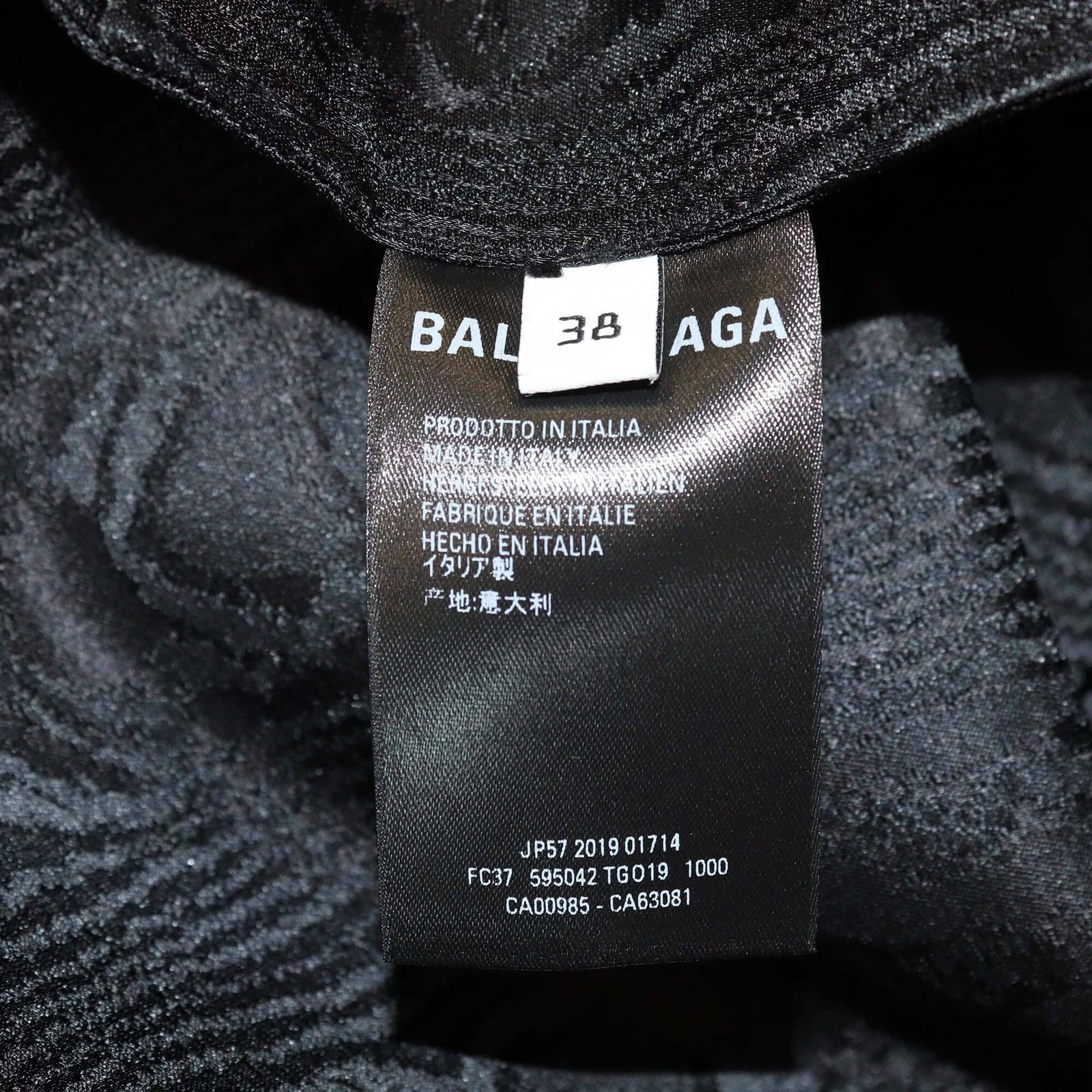 Balenciaga Black Jacquard Pattern Long Sleeve Midi Shirt Dress