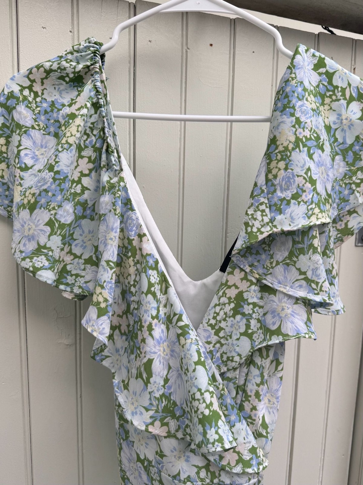 Lulus Rite of Spring Green Floral Print Cold-Shoulder Wrap Dress