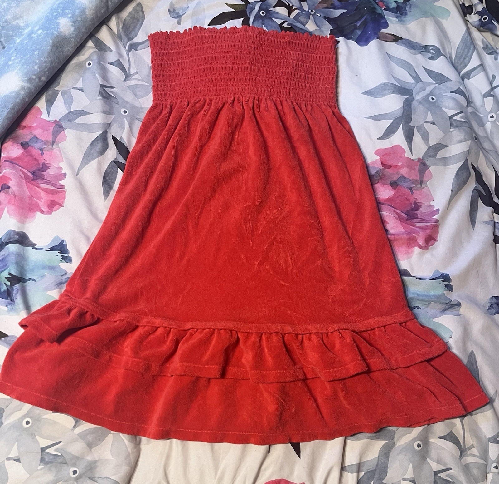 Vintage Juicy Couture Y2K Beach Cover Up Tube Dress Large Red terry cotton