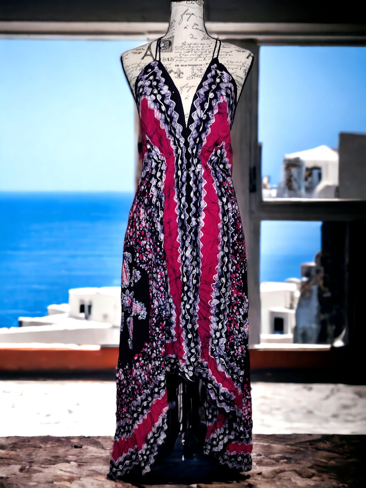 Advance Apparels Halter Dress, Hippie Boho, Handkerchief, Tye Die, Embroidered