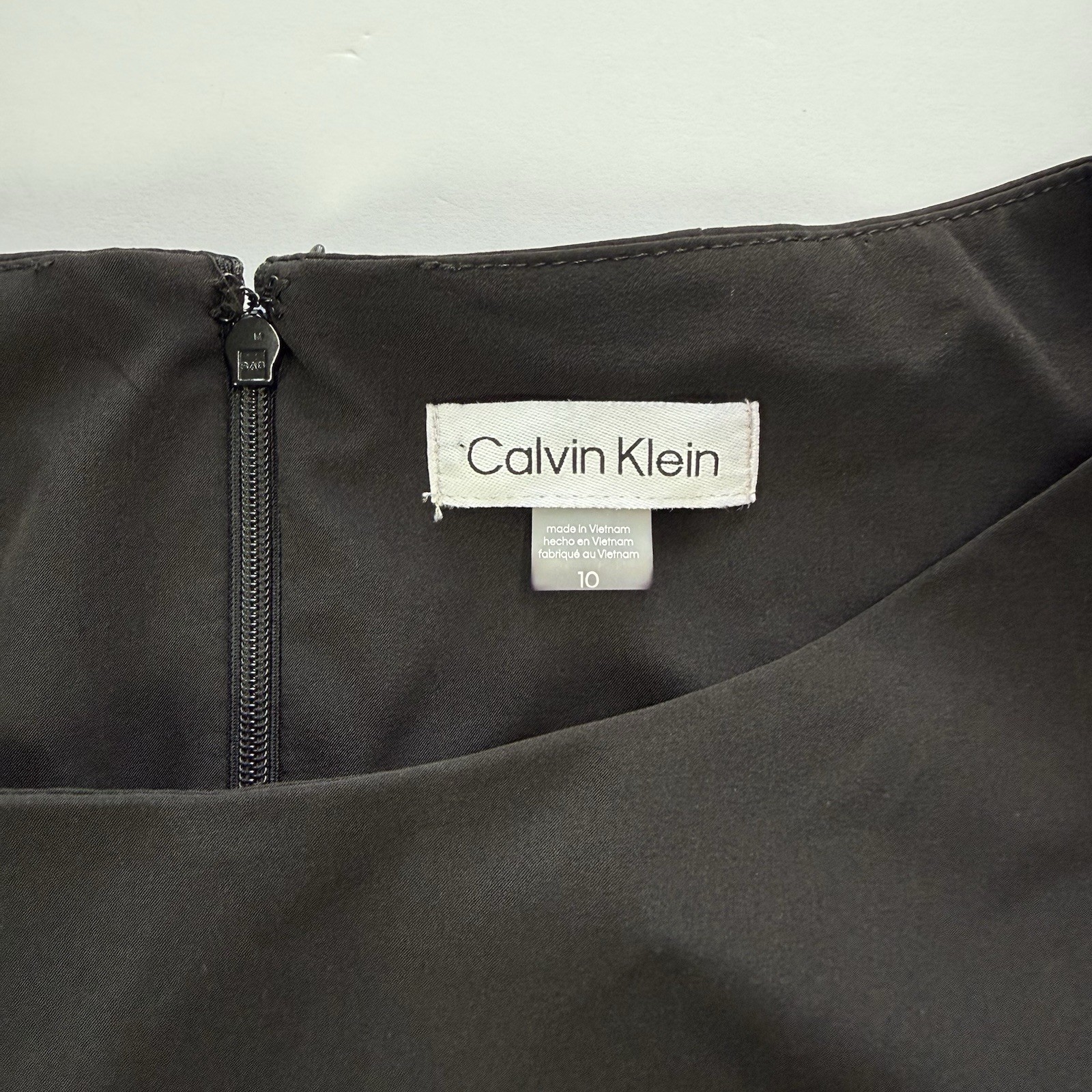 Calvin Klein Dress Womens 10 Black Fit & Flare Flutter Sleeve Belted Pockets NWT