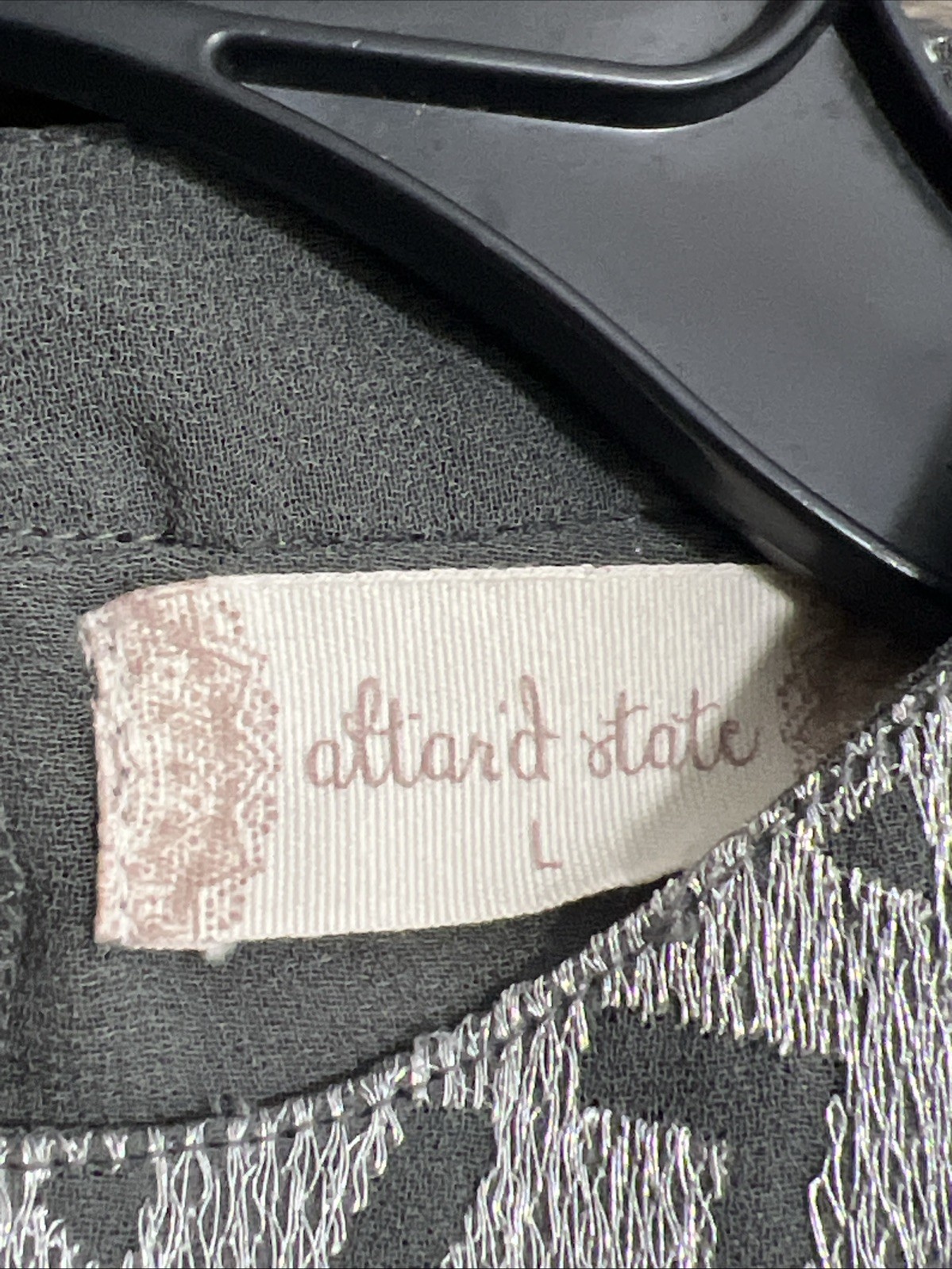 Altar’d State Gray Embroidered Sheer Sleeveless Boho Dress Sz L Castlerock NWT