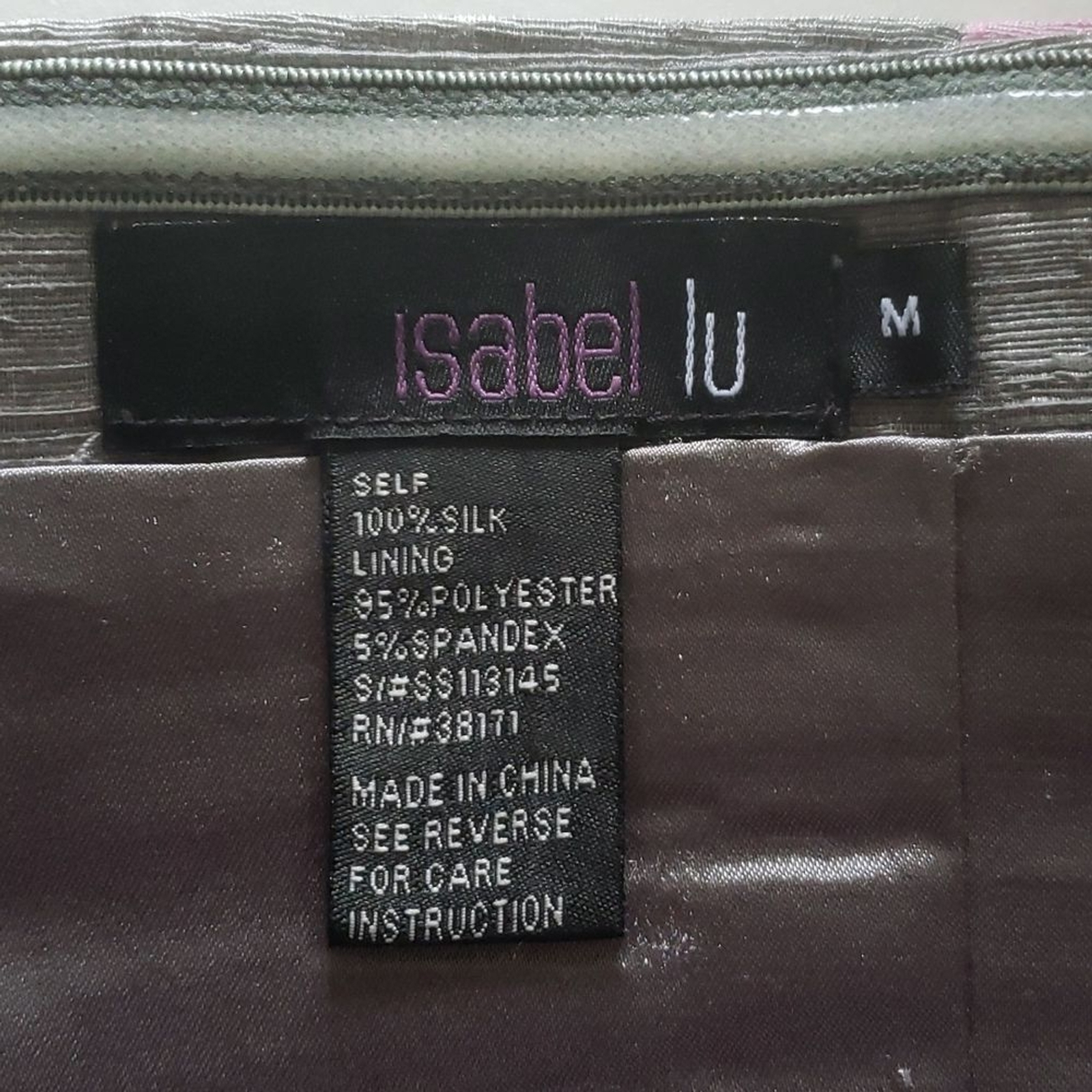 Isabel Lu Strapless Silk Cocktail Dress M Gray Silver Pink Sweetheart Neck Fairy