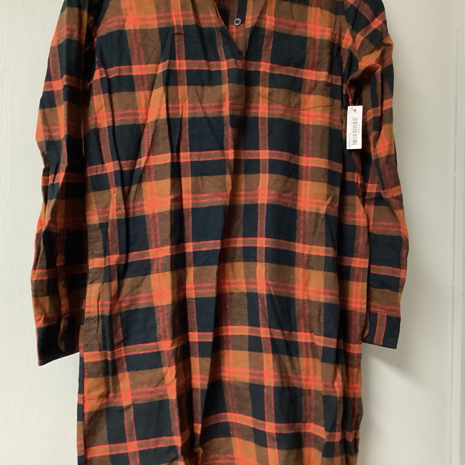 Goodthreads Women Medium Rustic Flannel Long-Sleeve Popover Shirt Dress Pock New