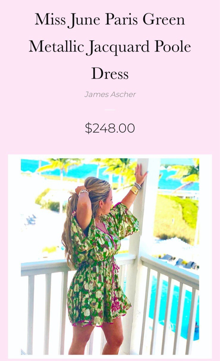 Miss June Paris Mini Dress Tunic Cover Up OS Green Gold Resort Kaftan Tassel