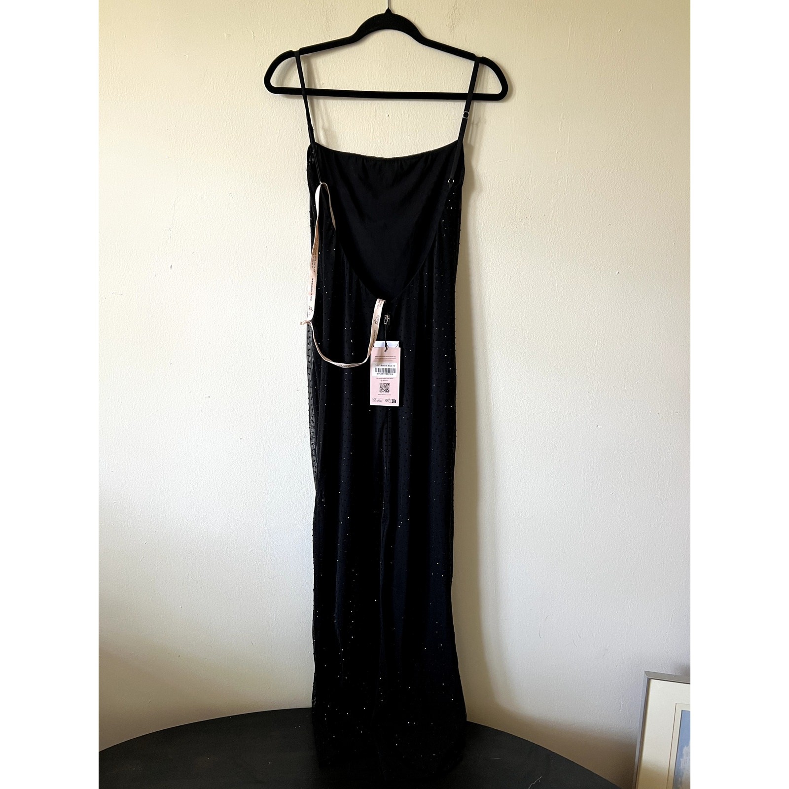 Oh Polly Celandine Sheer Embellished Backless Maxi Dress in Black size 6 New