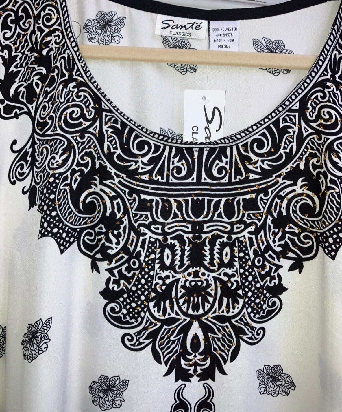 NEW NWT MUMU 2X 3X SANTE KAFTAN CAFTAN HOUSE DRESS BLACK & WHITE #HJ