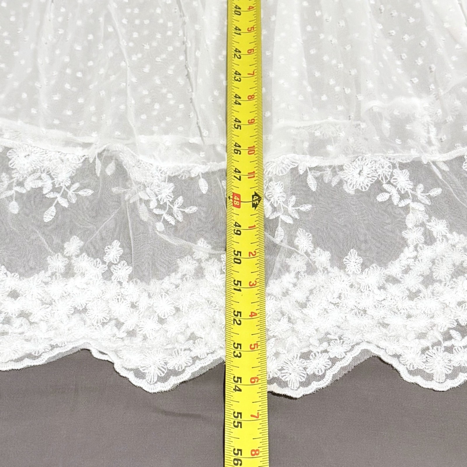 Womens White Floral Lace Swiss Dot Maxi Dress M Boho Embroidered Prairie Lined
