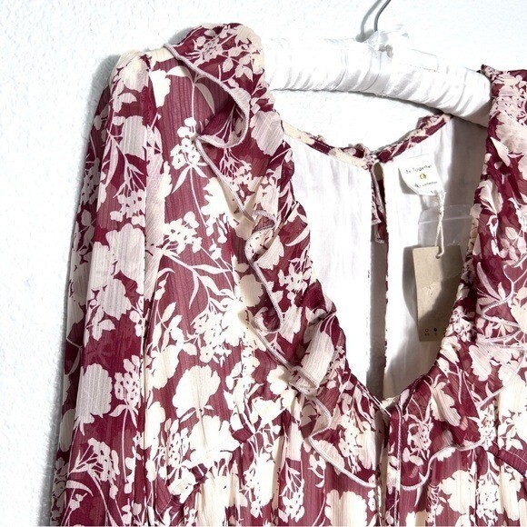 By Together Ruffle Long Sleeve Mini Dress Womens Small Cottagecore Boho Romantic