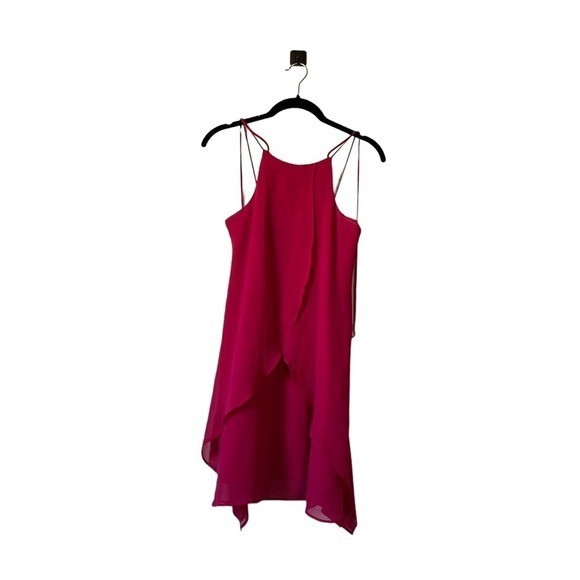 BCBGeneration Pink Layered Chiffon Mini Dress XXS Halter Romantic Party Wedding