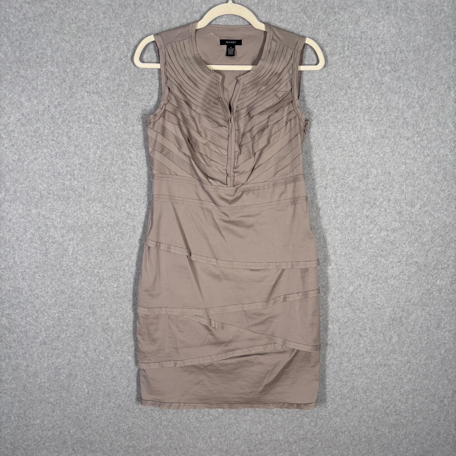Alfani Dress 4 Bandage Layer Asymmetric Stretch Neutral Quiet Luxury Avant Garde
