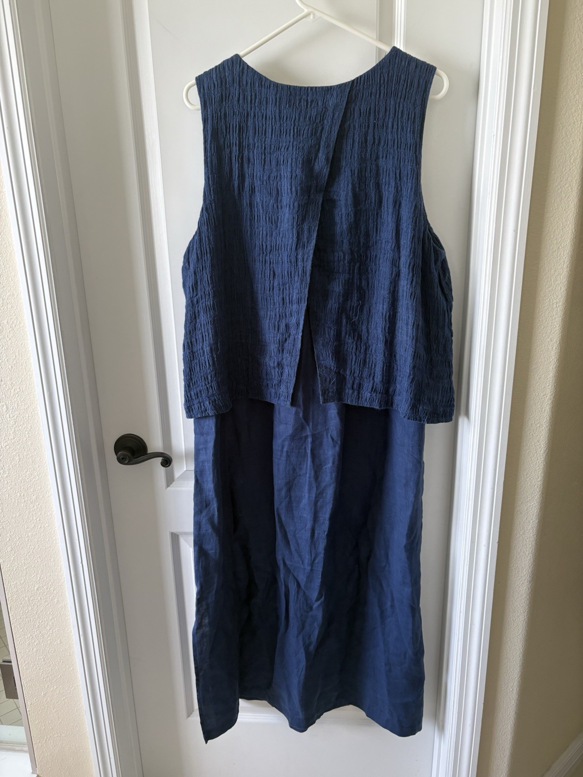 J. Jill Love Linen Layered Shift Dress XL Blue Sleeveless Textured Lagenlook