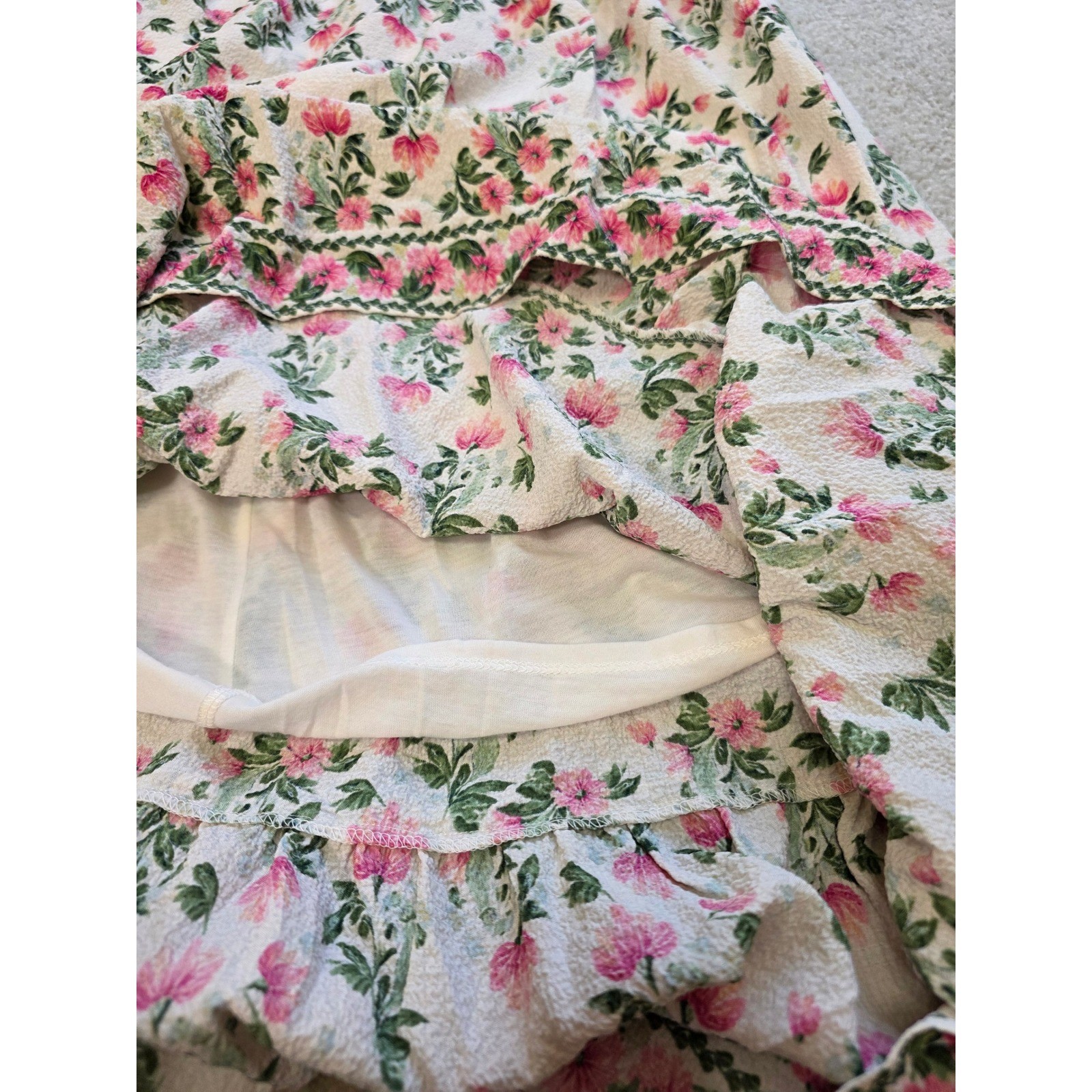 Max studio London Floral Smocked Maxi Dress Pink Green Ruffle Tiered 3X NWT