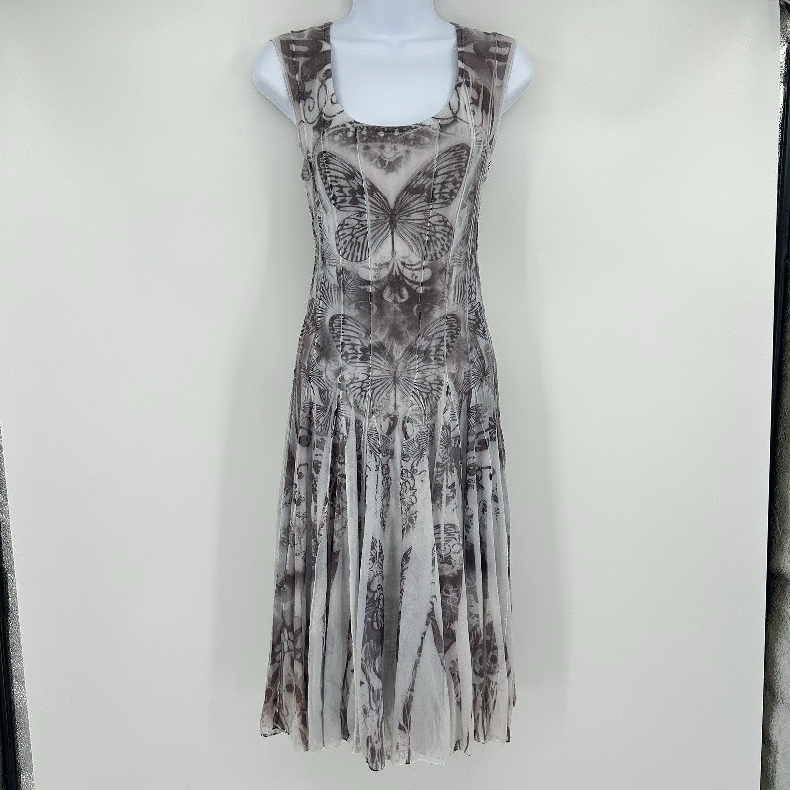 Fairy Grunge Butterfly Tattoo Print Midi Dress Womens L Indie Unique Whimsigoth