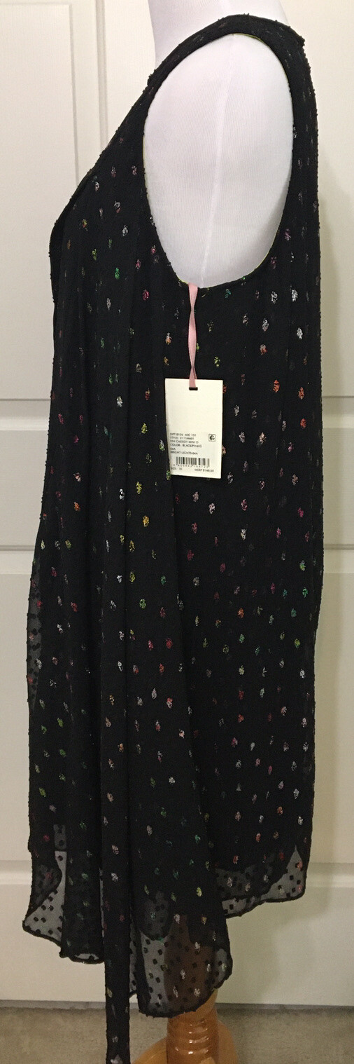 NWT Alex Marie size 10 black pink gold sleeveless polka dot dress $148