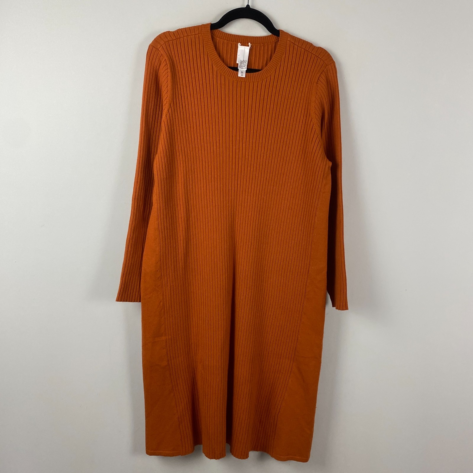 Marla Wynne Layers Long-Sleeve Soft Knit Butterfly Sweater Dress Size XL Orange