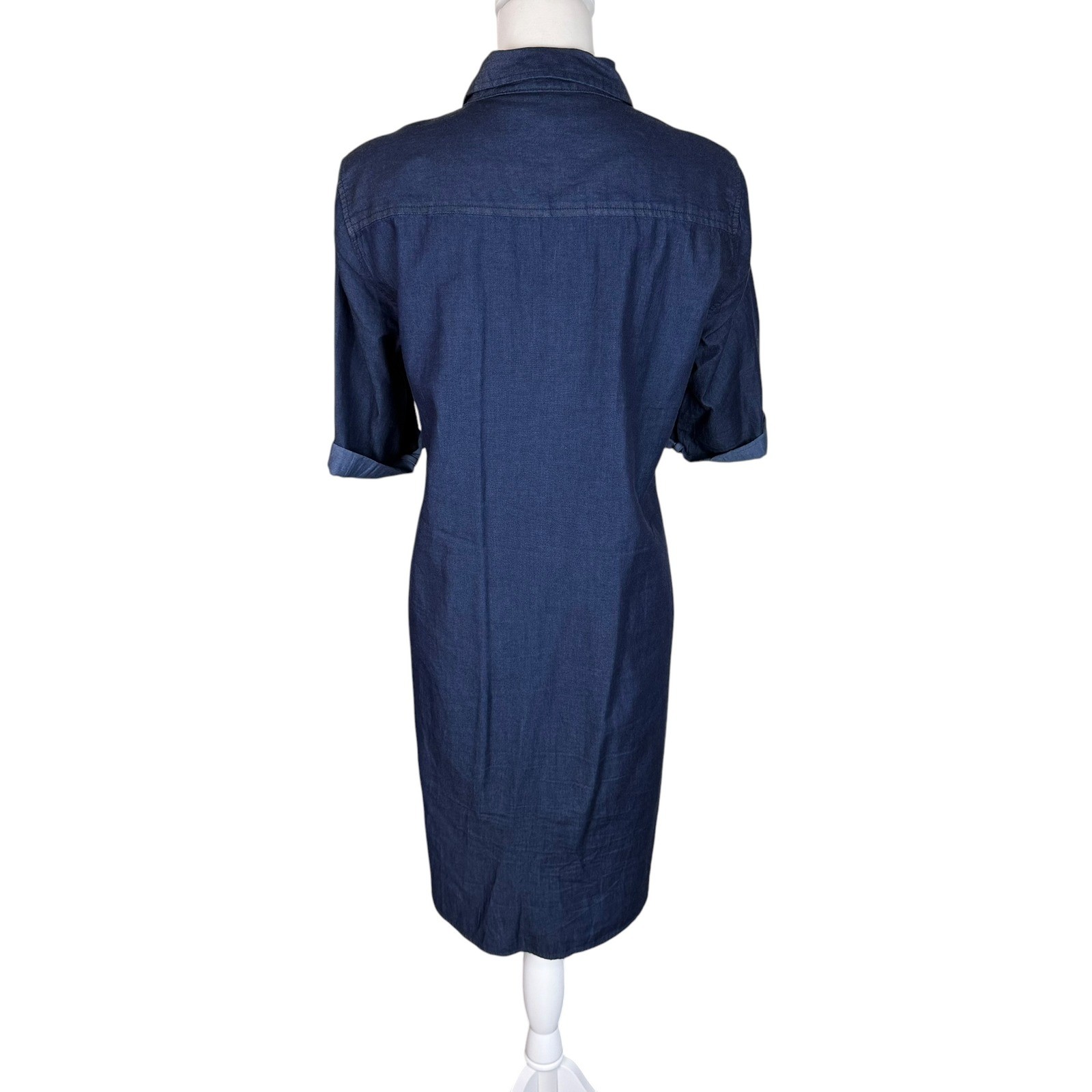 Calvin Klein Jeans Womens Dark Wash Denim Button Front Shirt Dress Size Large