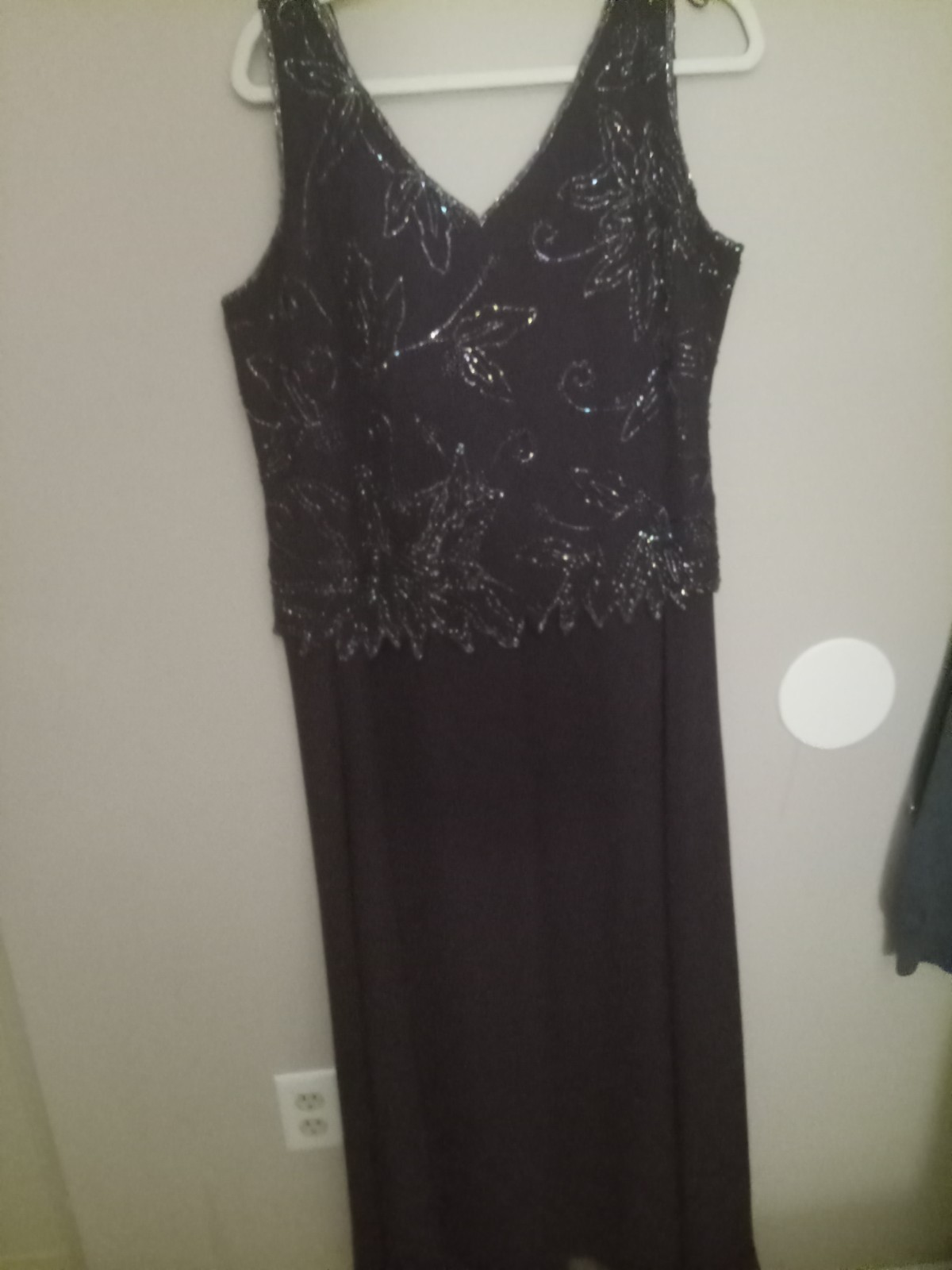 j Kara new york womens dress set vintage, intricate beading, plum