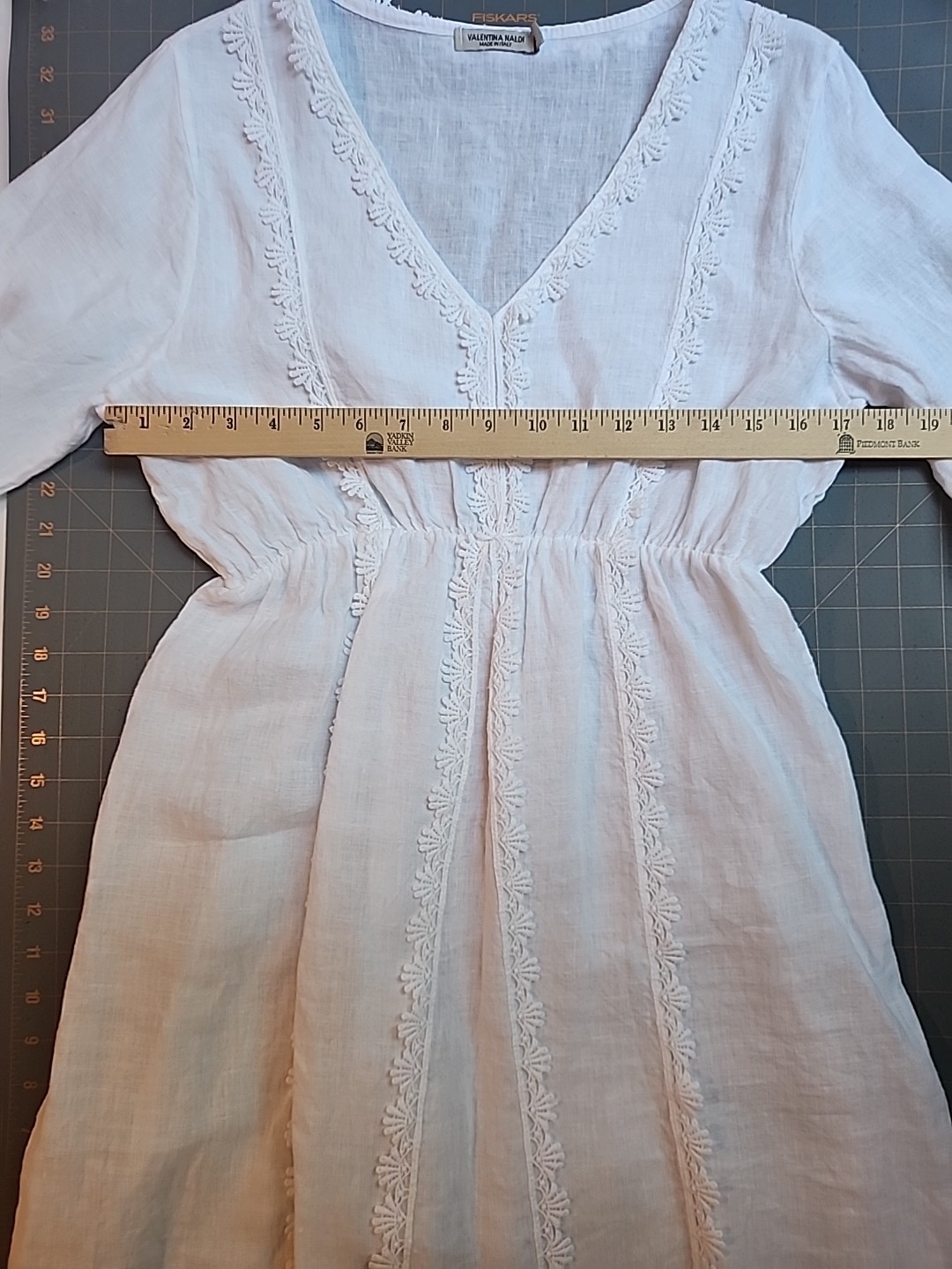 Valentina Naldi Dress White Linen Beach Cover Vacation Short MED Made in Italy