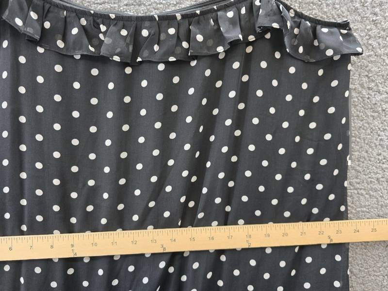 Julia Jordan Tie-Strap Ruffle-Tier Maxi Dress Women’s XL Black White Polka Dots
