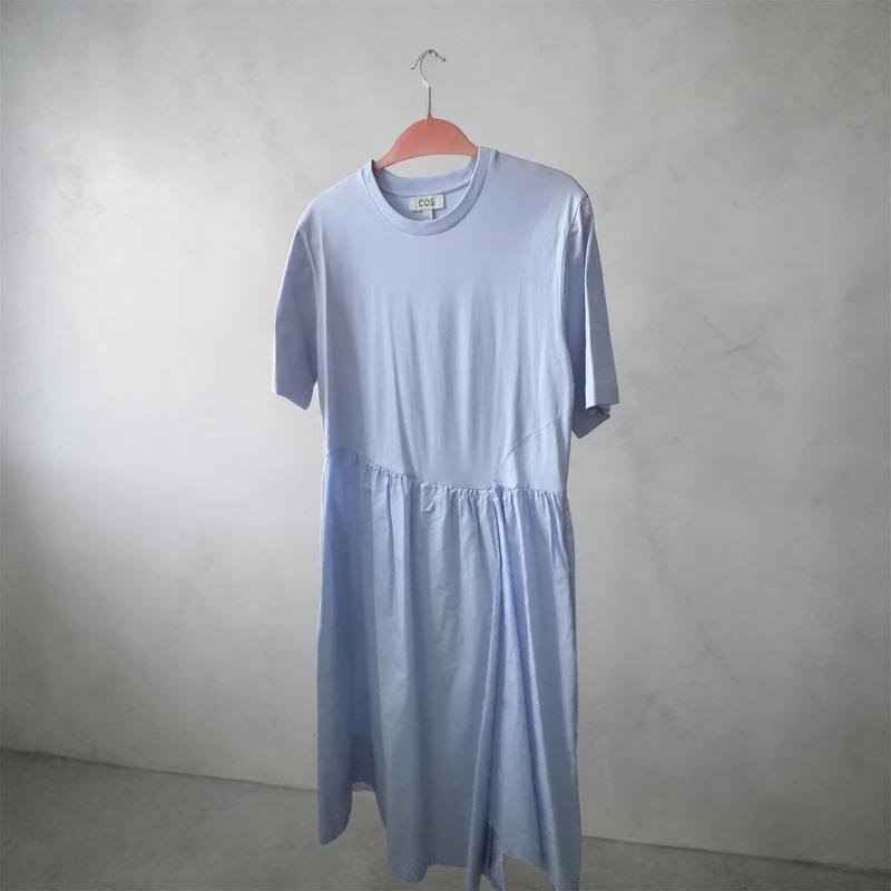 Women COS Dress Blue Cotton M #6R7N