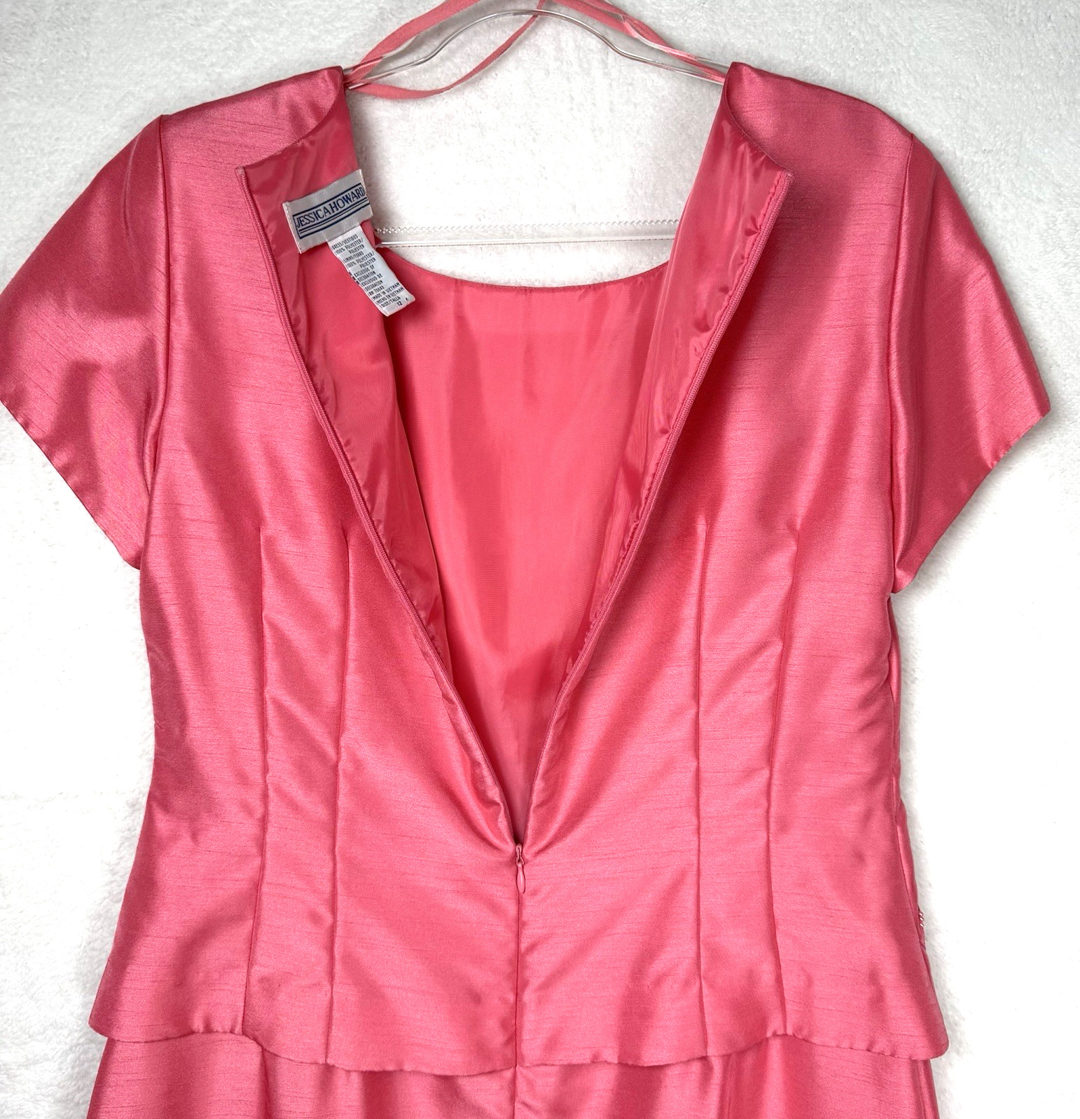 Vtg JESSICA HOWARD Pink Barbie Sheath Dress Beaded Embroidered Short Sleeve 12