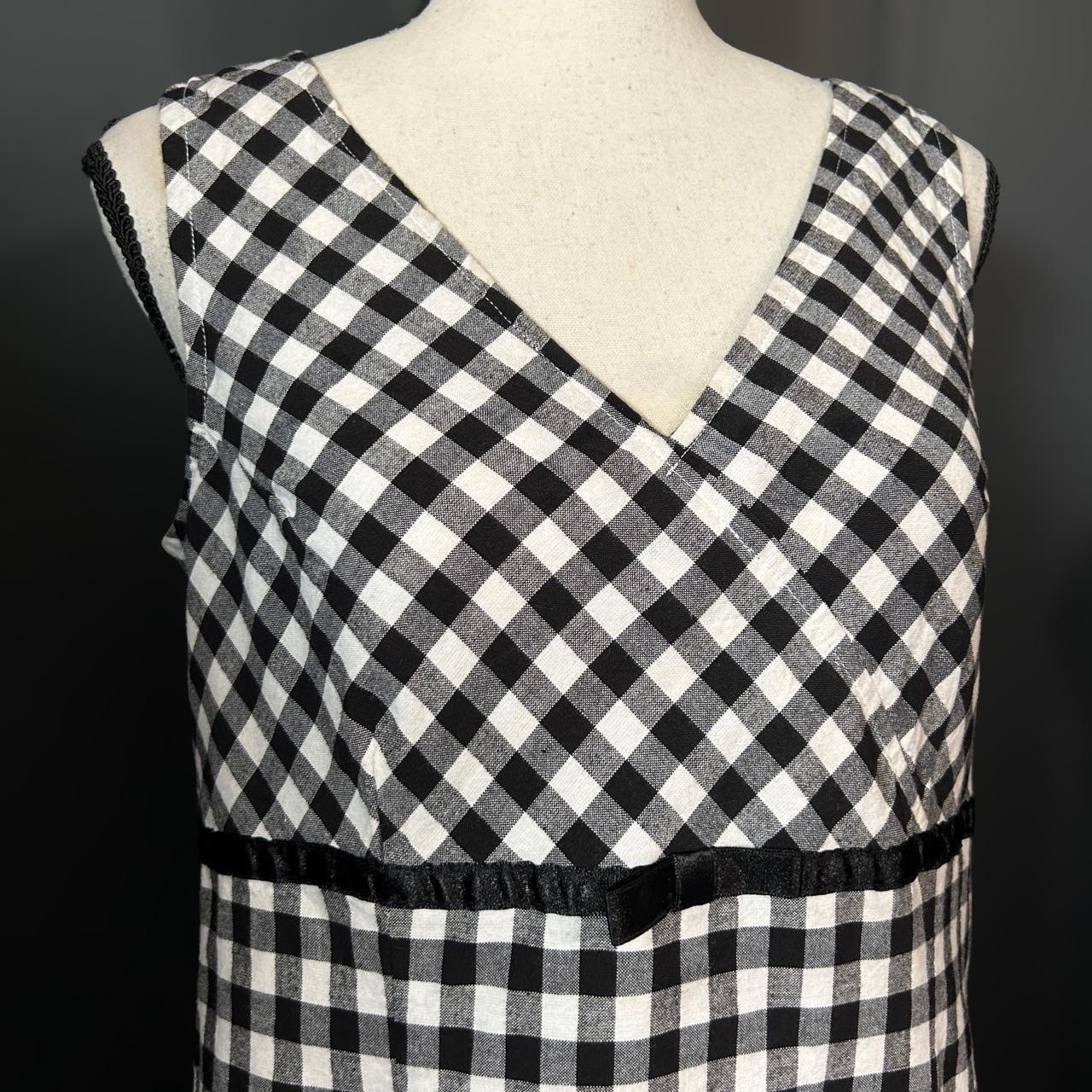 Vintage 90s Y2k Black White Gingham Cotton Dress Prep Retro Mod Babydoll 8