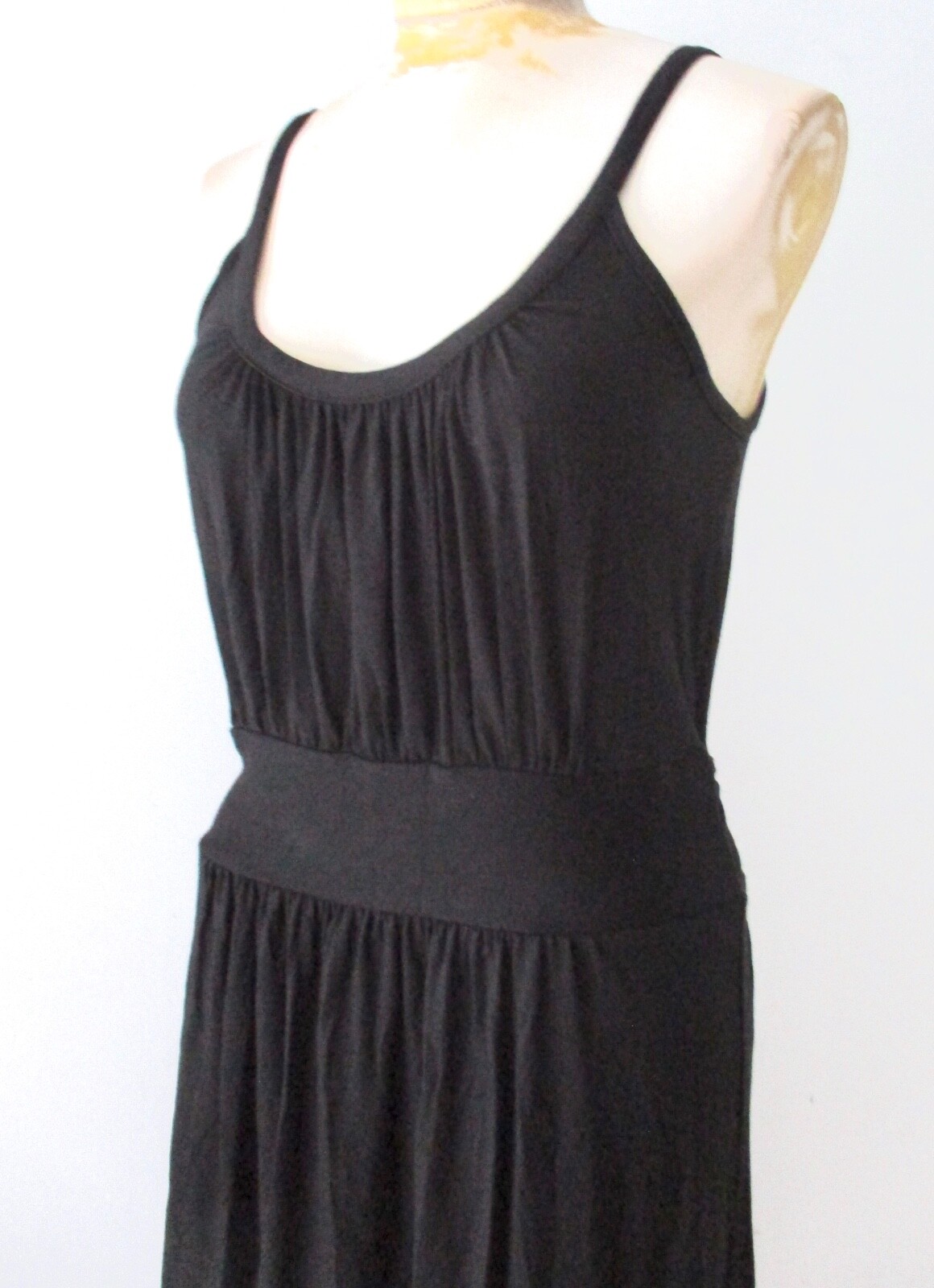Three Dots black rayon lycra soft jersey knit tank dress tie back wide waist M