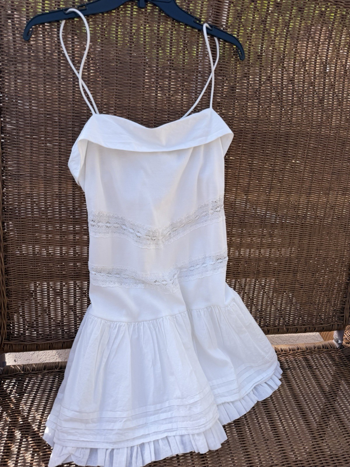 Free People SUNDRESS Lace Dress Cream Boho Sz L NWT