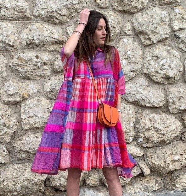 Pero Plaid Colorful Dress Size 36/6 NEW! Beautiful! Rare Spring/summer 2022