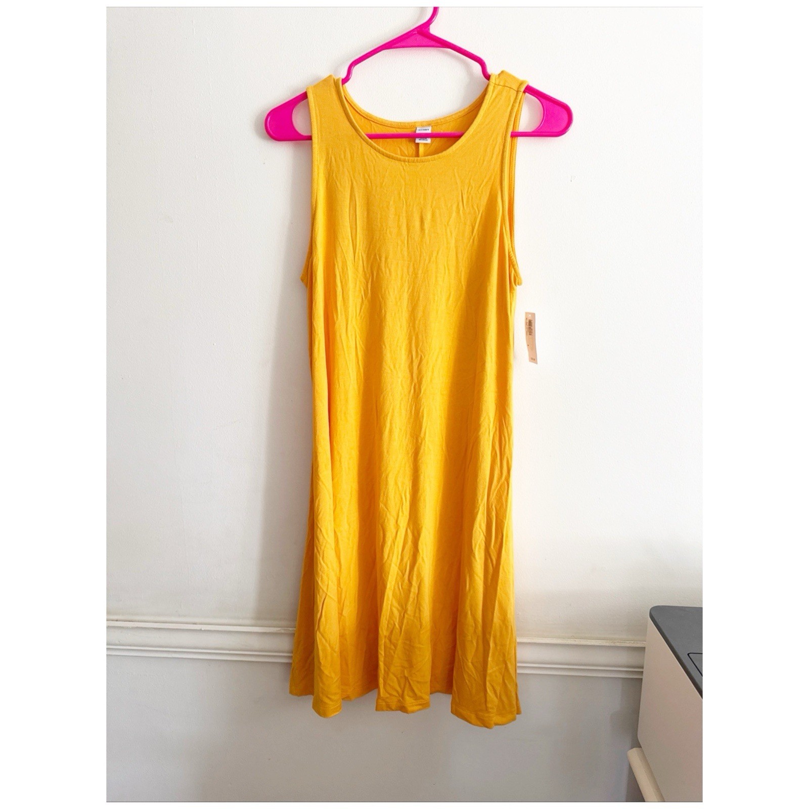 Old Navy Yellow Shift Tank Dress Sleeveless Rayon Spandex Size Medium NWT