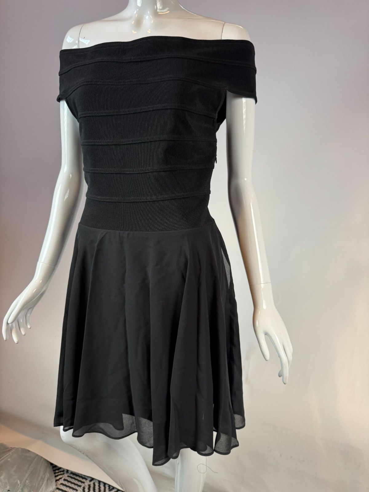 A.b.S Evening Collection Vintage 90s Womens Off-Shoulder Black Dress Size 10