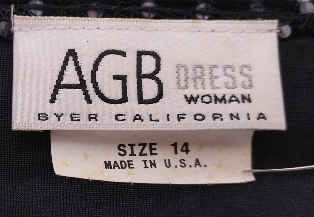 AGB Black Sequin Dress Jacket 1 Rhinestone Button lg Sleeve Polyester/Spandex