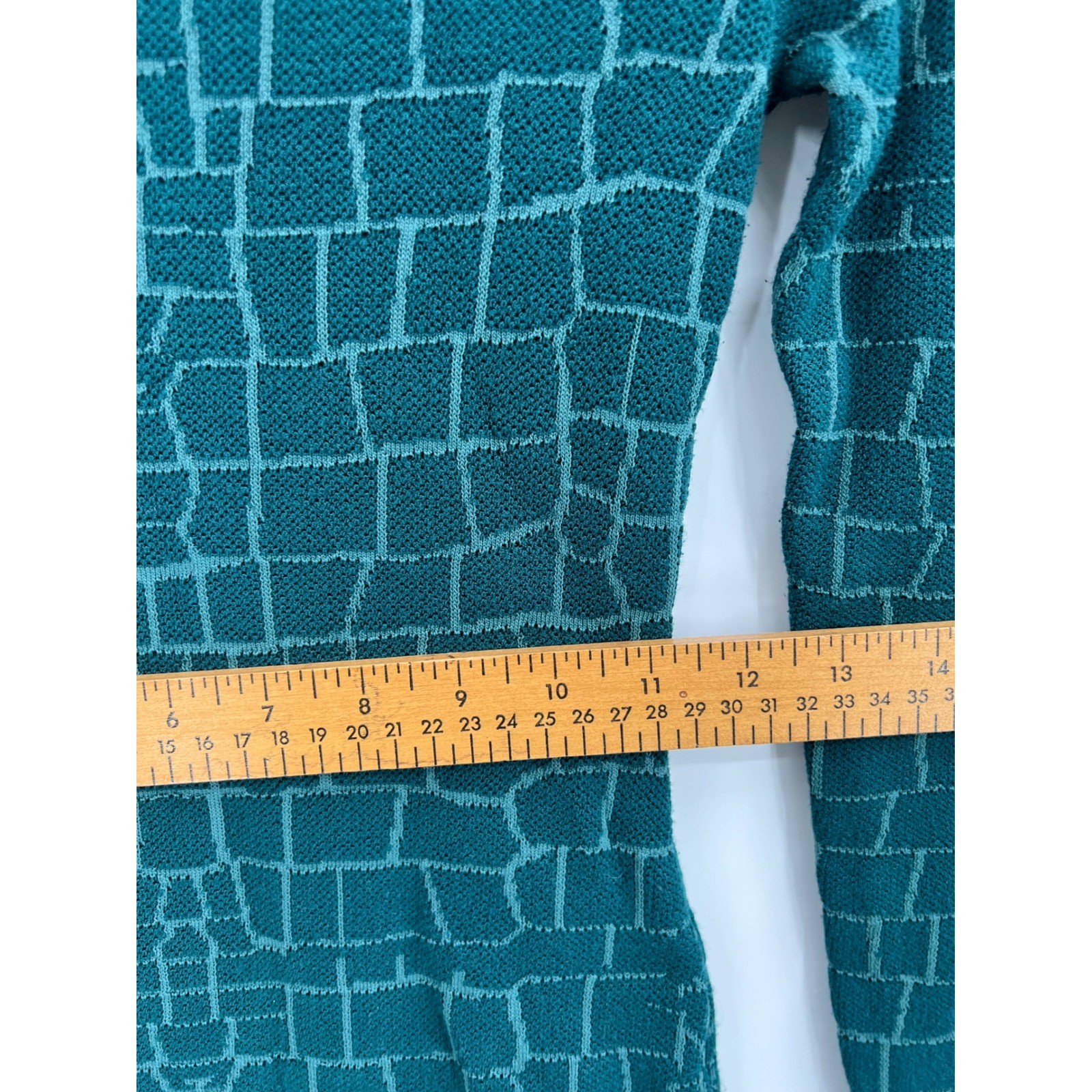STAUD Teal Green Croc Embossed Jacquard Mock Neck Midi Sweater Dress XS