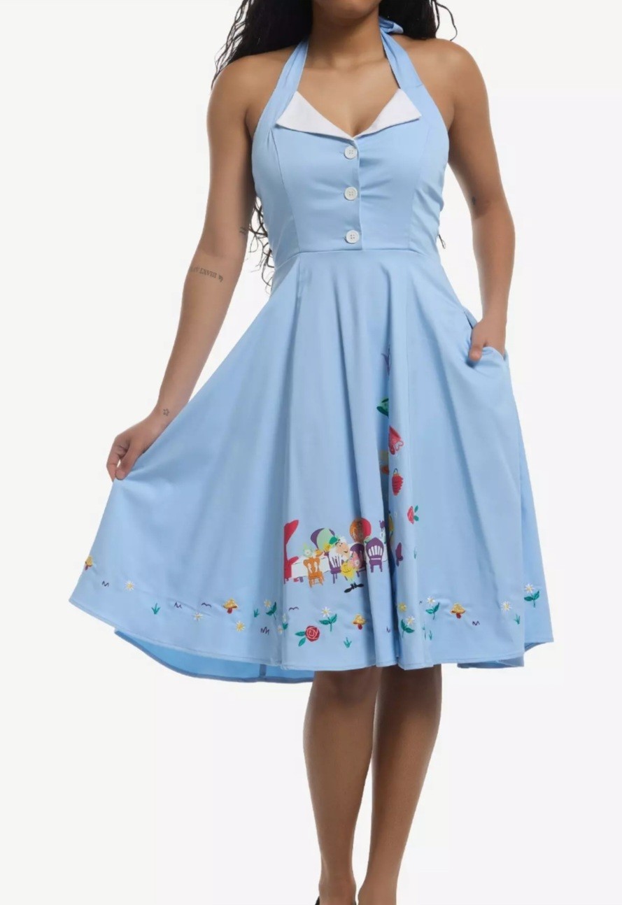 Disney alice in wonderland Mad Tea Party Halter Dress Sz L