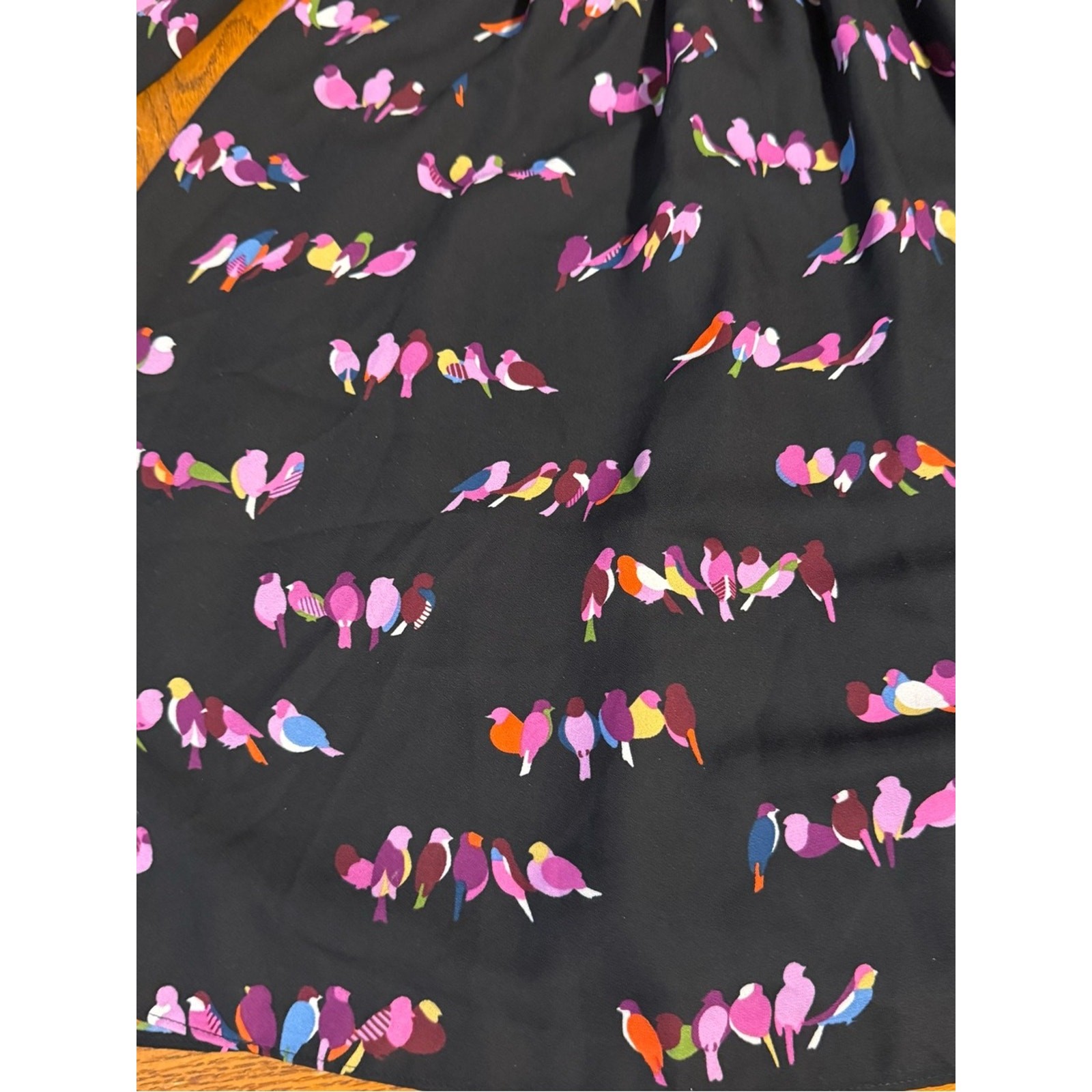 Kate Spade Love Birds Smocked Long Sleeve Knee Length Dress Sz 10