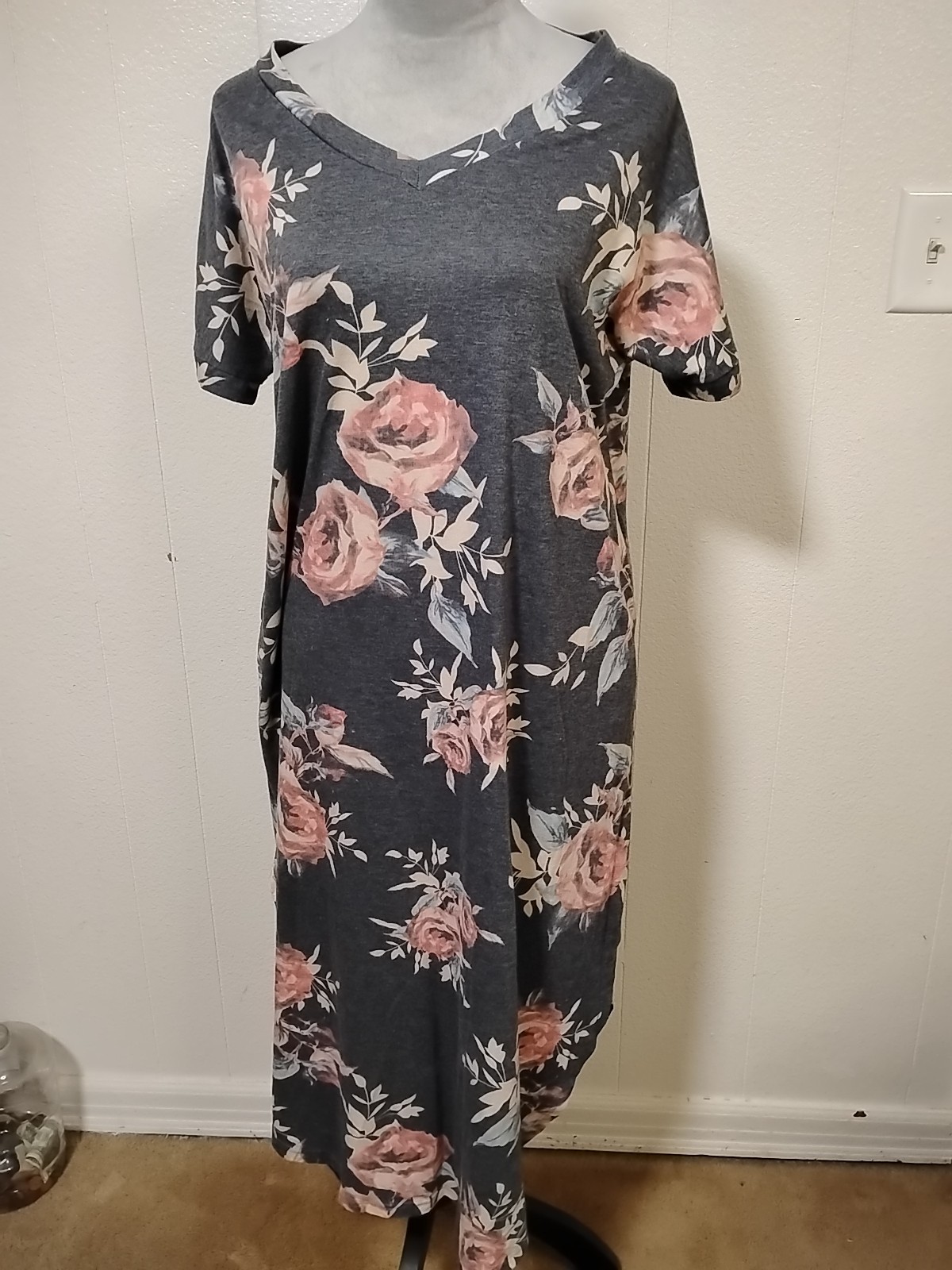 Tickled teal Women’s Large Floral Dress Romantic Soft Feminine Casual Cottage