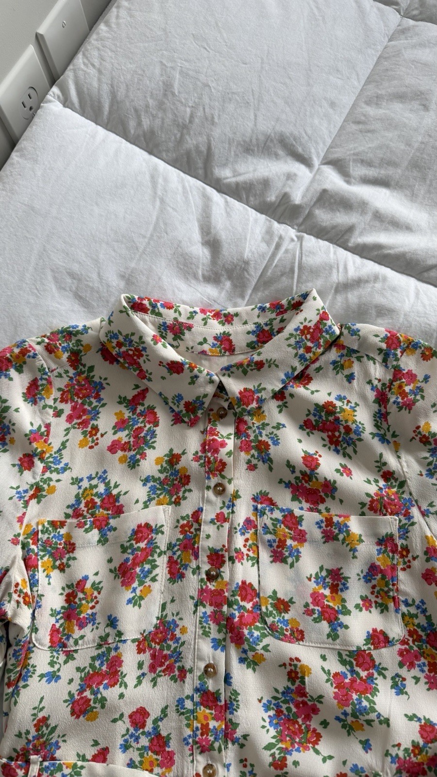 SEZANE PARIS FLORAL BELTED BUTTON DOWN SHORT SLEEVE MIDI SHIRT DRESS SIZE 38/6