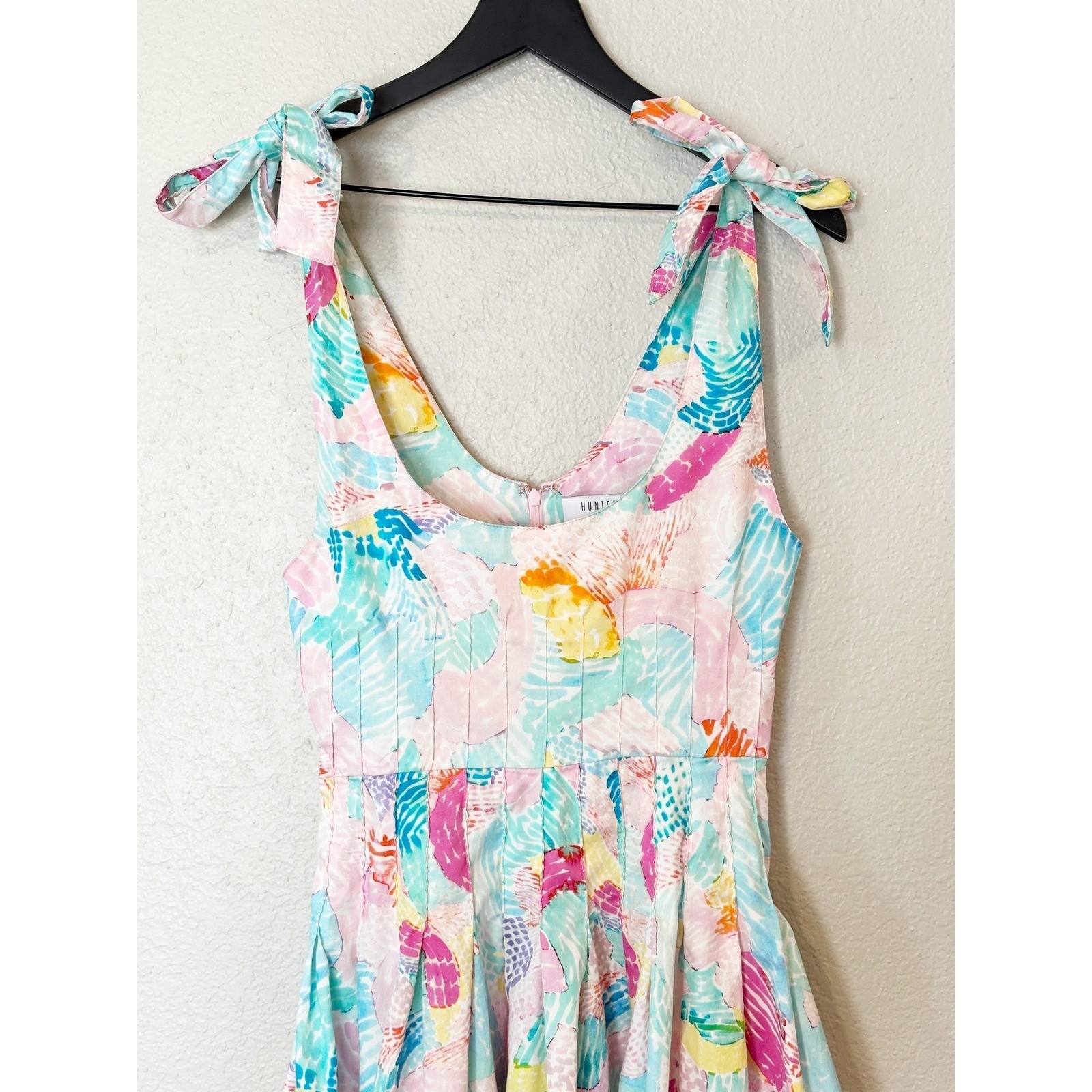 Hunter Bell Braden Dress Pastel Multi-Color Tie-Shoulder Midi Dress Size 2