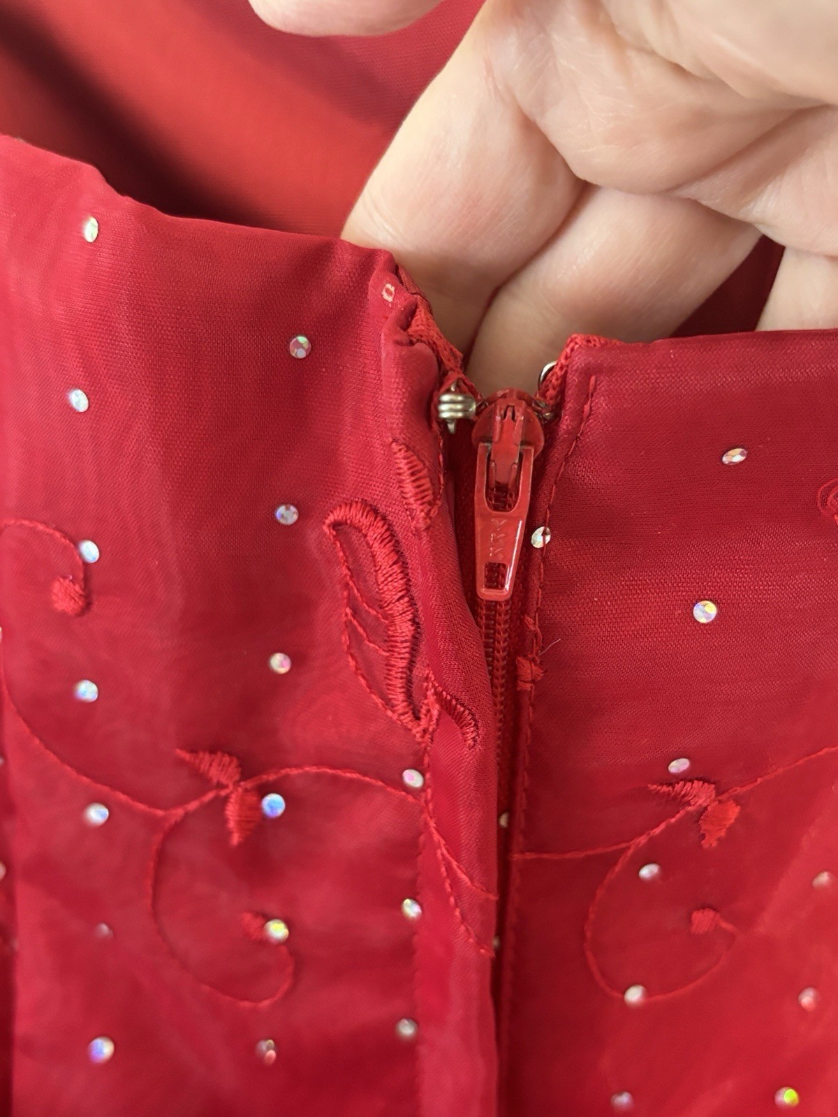 Vtg Gunne Sax Jessica McClintock Beaded Dress Red Sash Size 7 Formal HOCO