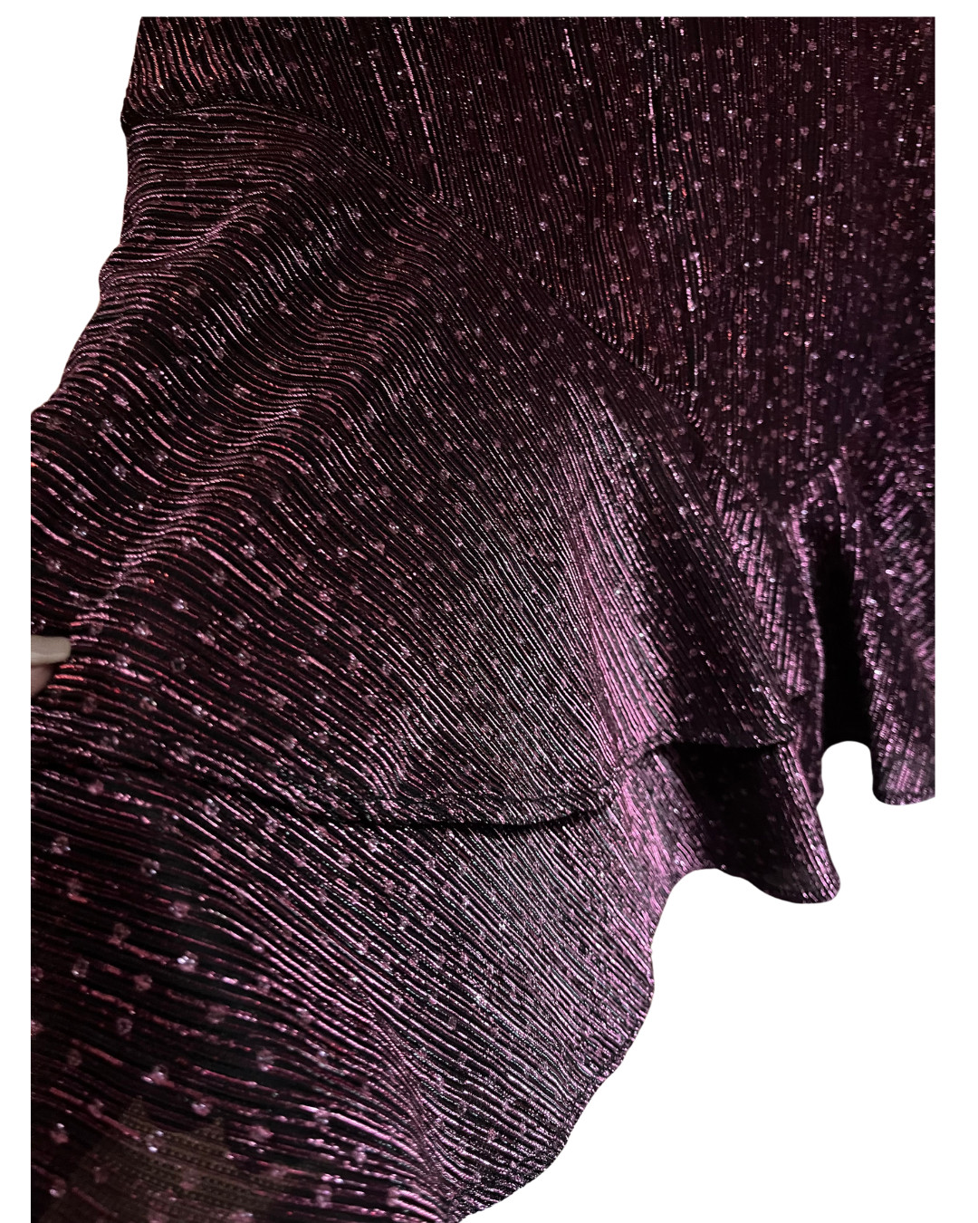 For Love & Lemons Purple Metallic Mini Dress Size 7 Long Sleeve Party Dress
