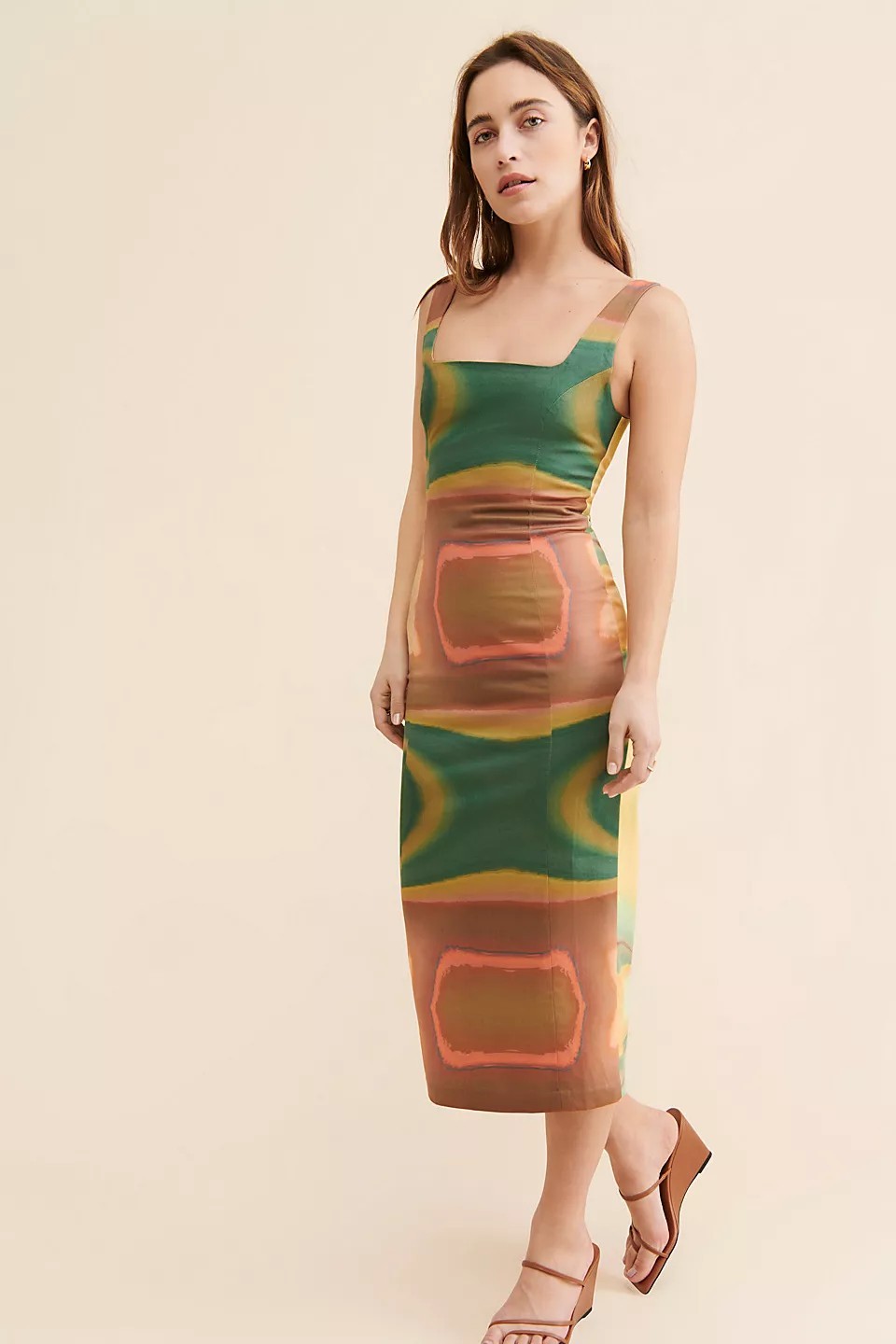 $265 Studio Fantastique x Free People Vicky Digital Print Midi Dress Size XL