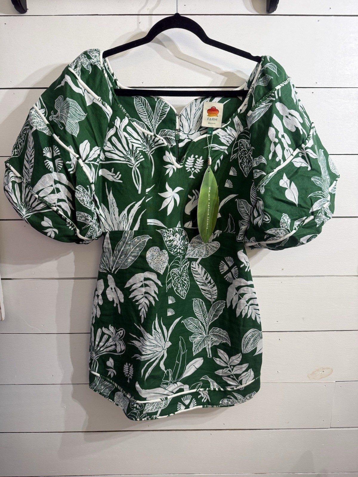 NWT Farm Rio Forest Soul Green Short Sleeve Mini Dress Sz Small Boho Coquette