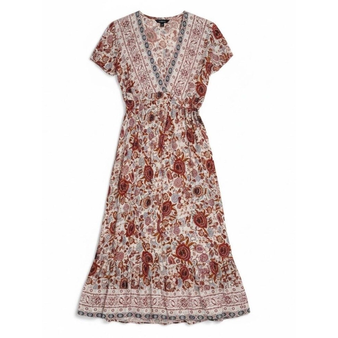 Zesica Sz L Wrap Dress Versatile Adjustable Peach multicolor lightweight | EUC