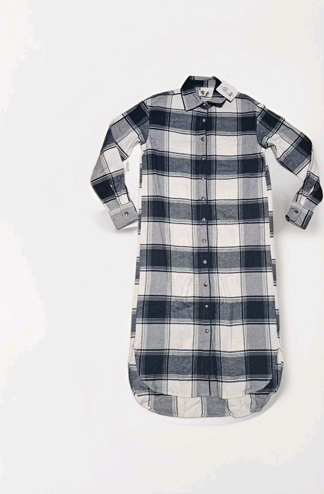 Lita by Ciara Revolve 100% Cotton Snap Button Down Plaid Black White $248 Sz XS