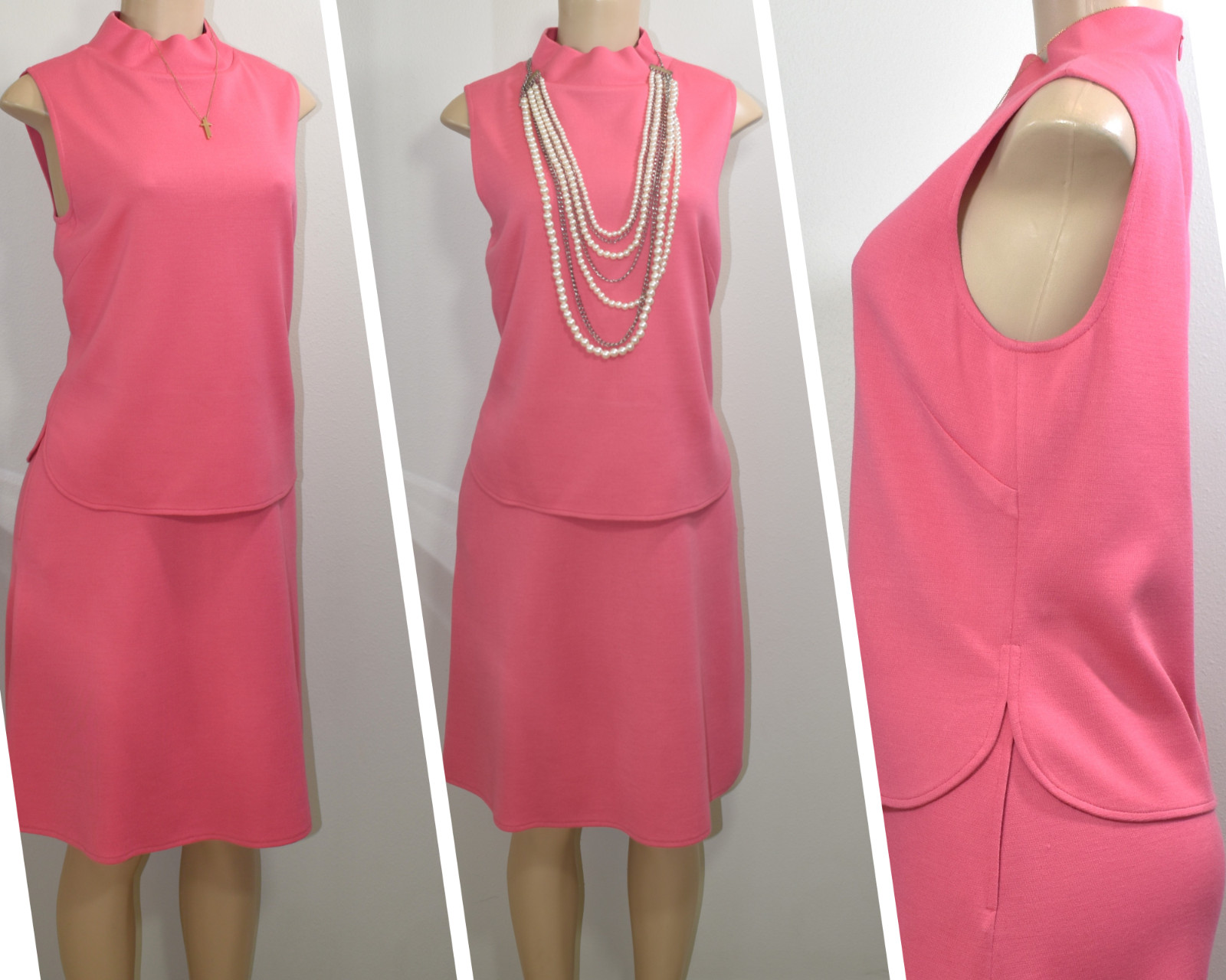 🩷 ST. JOHN Sleeveless Midi Dress – Illusion Two-Piece Elegance RT 2014 Size 6