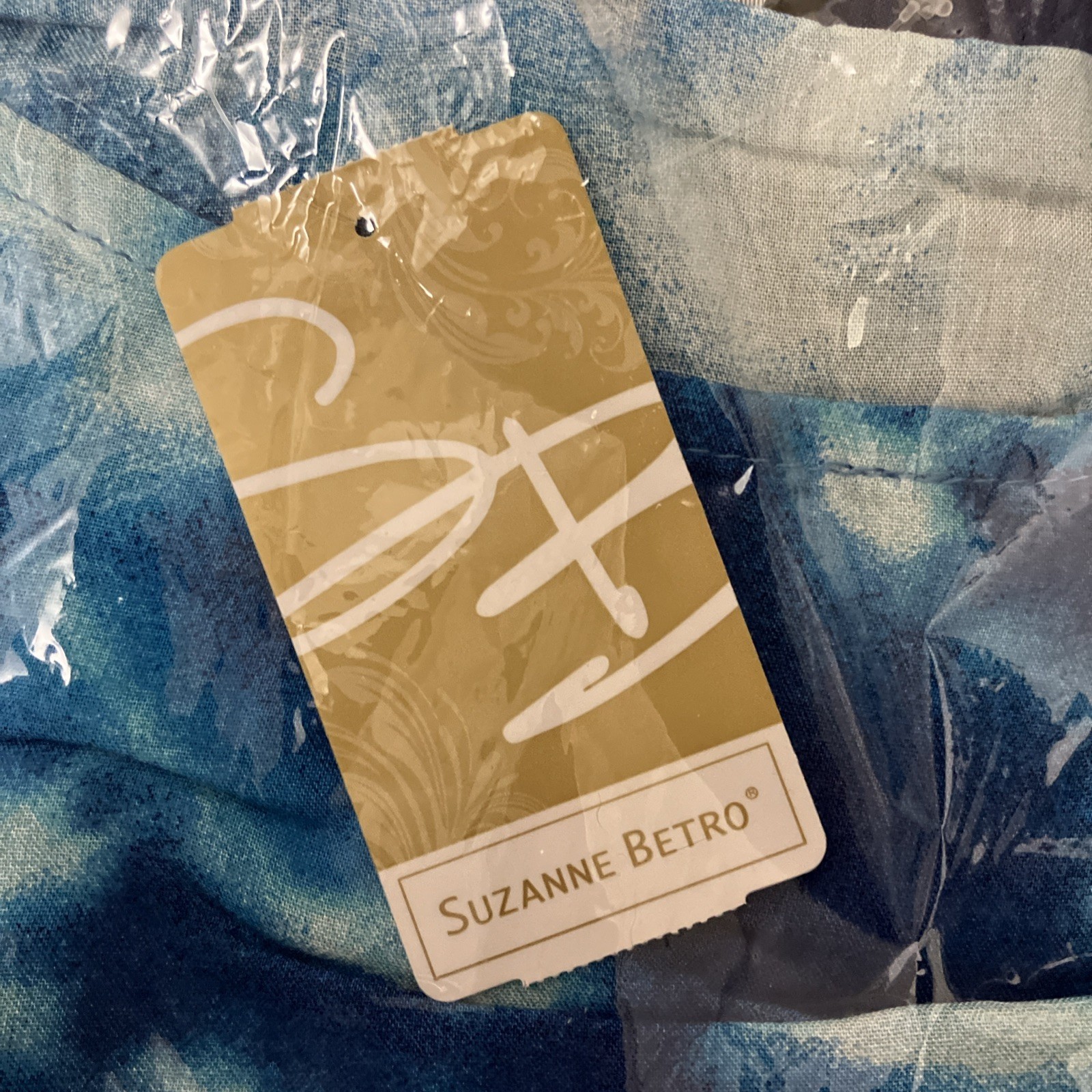 Suzanne Betro Womens Blue Tie-Dye Tie-Back Double Scoop Sleeveless Dress Size 4X