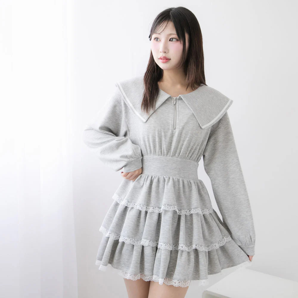 Thanksgiving Sale Target Half Zip Tiered Ruffled Mini Dress Jirai New
